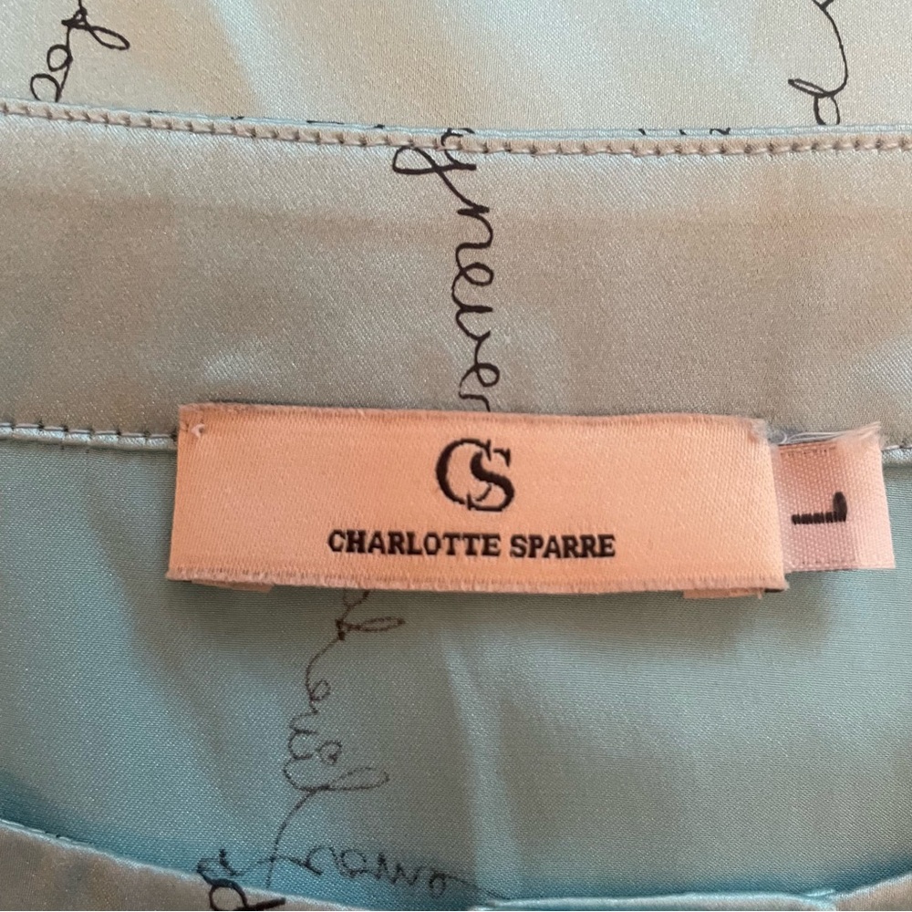 CHARLOTTE SPARRE Night Lounge Dress! Powder Blue Print! Drawstring Waist. Large - Picture 12 of 15